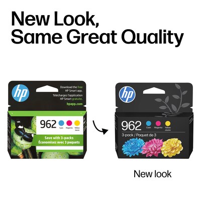 HP 962 Cyan/Magenta/Yellow Standard Yield Ink Cartridge, 3/Pack (3YP00AN#140)