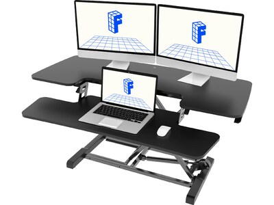 FlexiSpot M7 Series 40W Manual Rectangular Adjustable Standing Desk Converter, Black (M7-E-40B)