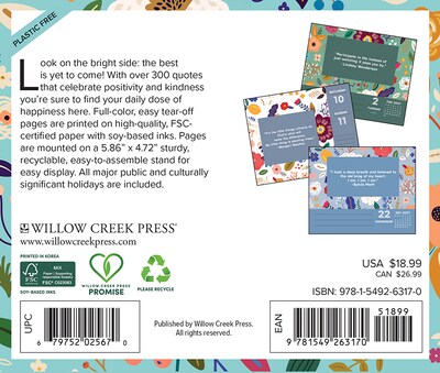 2027 Willow Creek 365 Days of Positivity 6.2 x 5.4 Daily Day-to-Day Calendar, Assorted Colors (63170)
