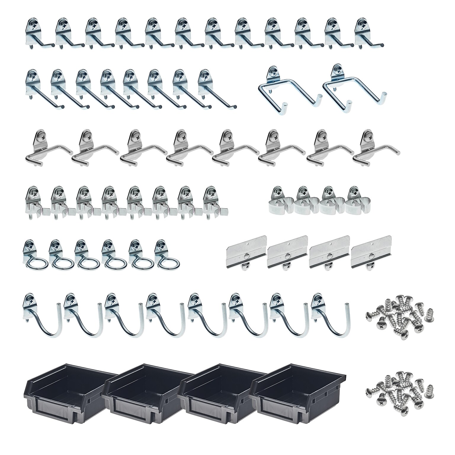 Triton Products DuraHook Kit, 60 Assorted Pegboard Hooks and 4 Bins (76964)