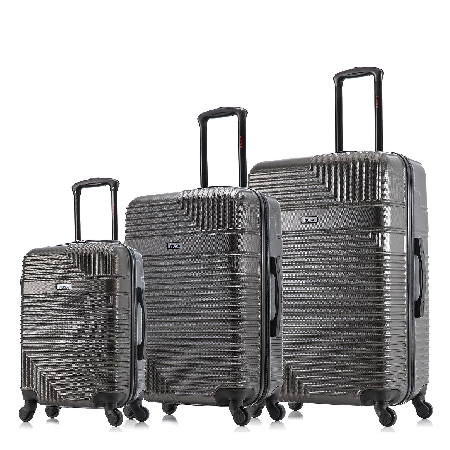 InUSA Resilience 3-Piece Hardside Spinner Luggage Set, TSA Checkpoint Friendly, Coal (IURESSML-COA)