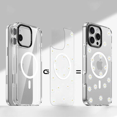 SaharaCase Inspire MagSafe Phone Case with 3 Interchangeable Magnetic Backs for iPhone 16 Pro, Shock Absorbing, Floral (CP00676)