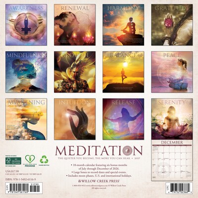 2027 Willow Creek Meditation 12 x 12 Monthly Wall Calendar, Assorted Colors (61169)