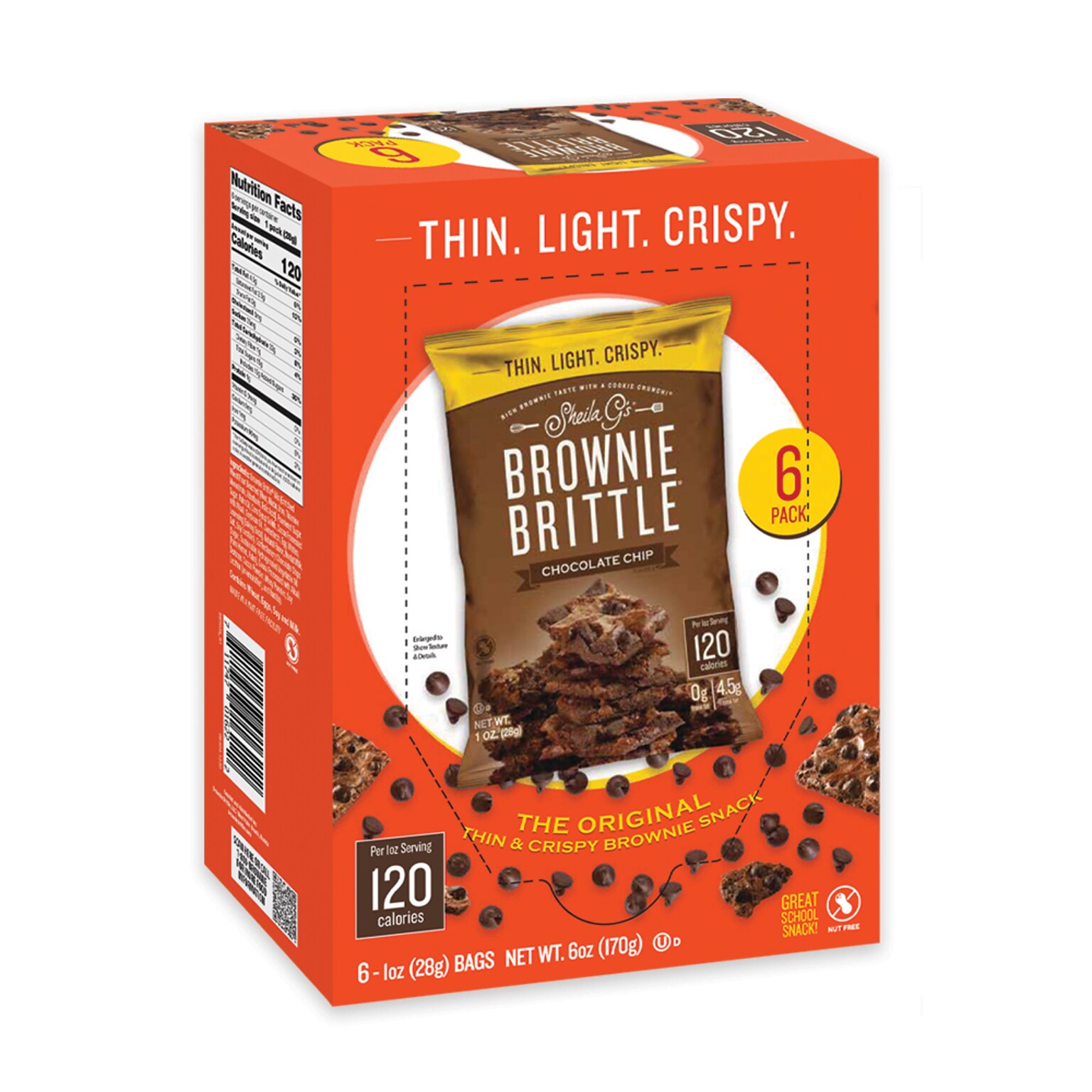 Sheila Gs Brownie Brittle Chocolate Chip Cookies, 6 oz., 6 Bags/Pack (BBCC6)