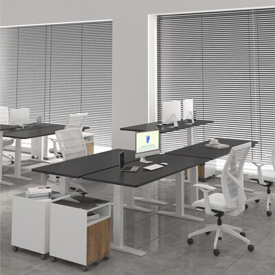 FlexiSpot E7 Commercial 72''W Electric Rectangular Adjustable Standing Desk, Black/White (E7WCOM7230-B)