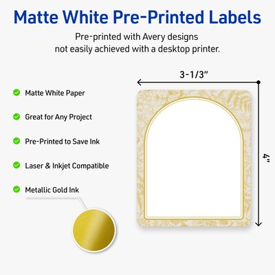 Avery Rectangle Laser/Inkjet Multipurpose Labels, 4 x 3-1/3, White, 40/Pack (19479371059)
