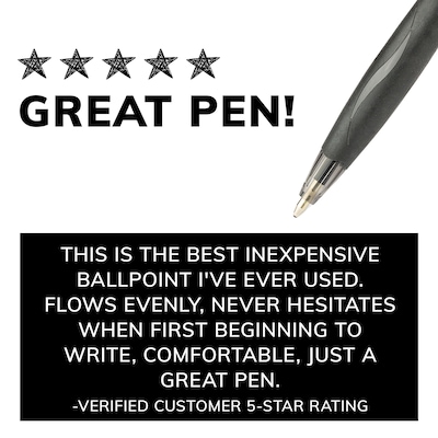 BIC Glide Retractable Ballpoint Pen, Medium Point, 1.0mm, Black Ink, Dozen (14347/VCG11BK)