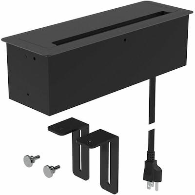 Lorell 7-in-1 5-Outlet Recessed Desk, Black (LLR34005)