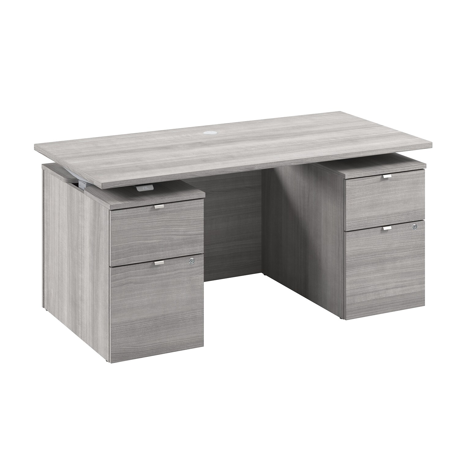 Bush Business Furniture Stratus 60W Electric Adjustable Standing Desk with Drawers and Panel, Platinum Gray (SUT011PG)