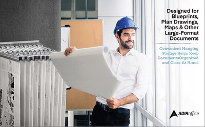 AdirOffice Steel Hanging Wall File, For Blueprint & Large-Format Files, White (617-WHI-KIT1)