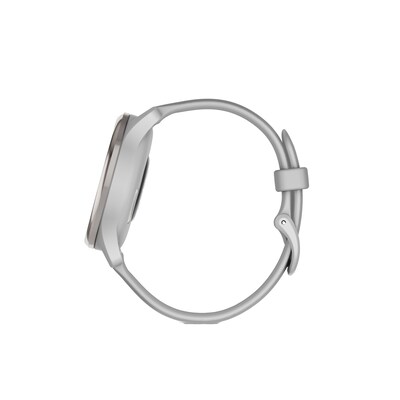 Garmin vívomove Trend Smartwatch, 40.4mm, Silver Stainless Steel Bezel, Mist Gray Silicone Band (010-02665-03)