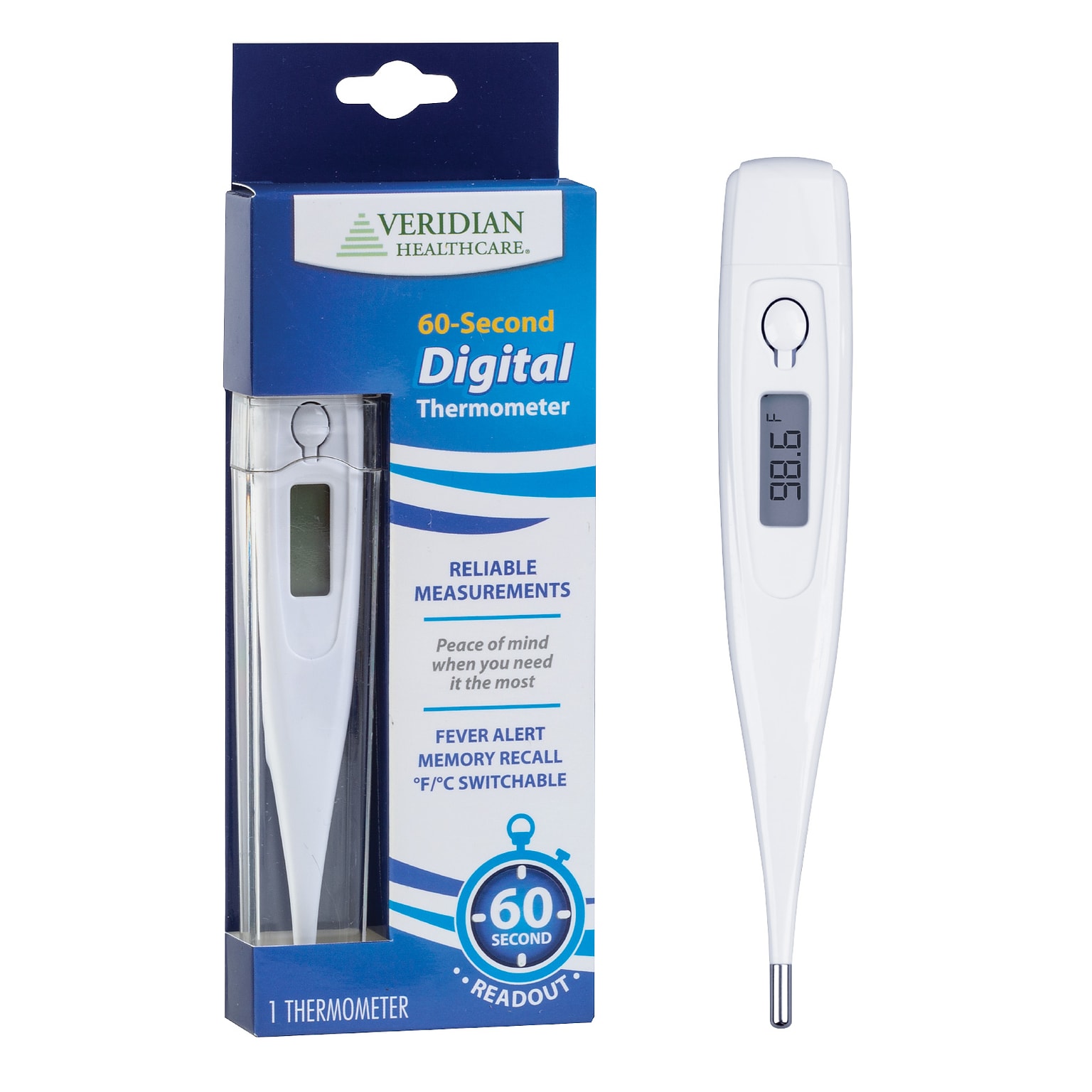 Veridian Healthcare Digital Oral Thermometer, White (08-106B)