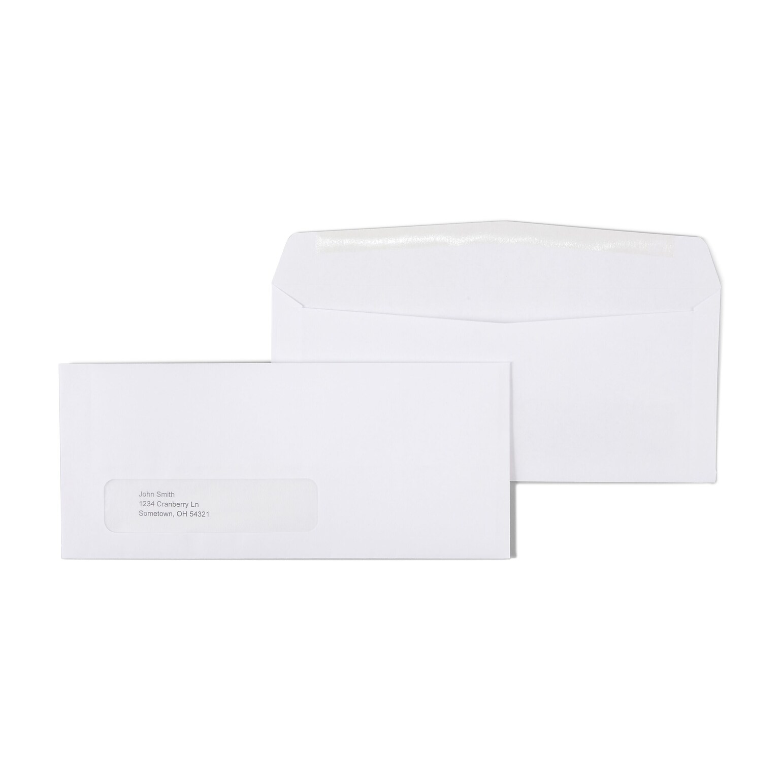 Staples Gummed #10 Business Left-Window Envelope, 4 1/8 x 9 1/2, White Wove, 500/Box (SPL381937)