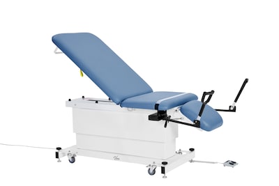Viva Comfort XRO Electric Height and Back Adjustable Exam Table with Stirrups, 600 lb Capacity, Blue (ADI903-24-BLU-MK)