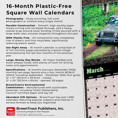 2026 BrownTrout Jeep 12" x 12" Monthly Wall Calendar (9798330701780)