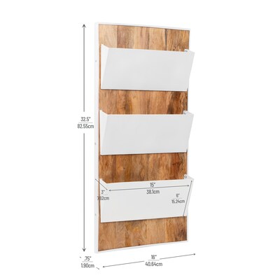 Mind Reader 3-Pocket Wood and Metal Mountable Wall File, Letter Size, White (WALLPOCKET-WHT)