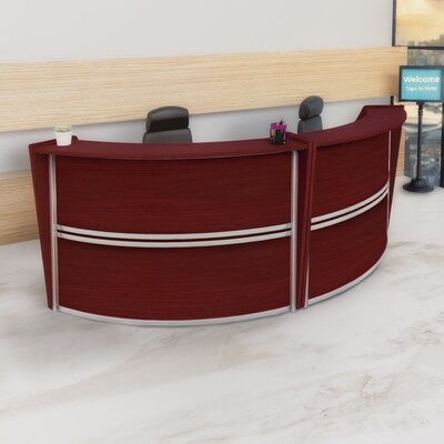 Regency Marque 124.5"W Curved Reception Desk Workstation, Mahogany (77292MH)