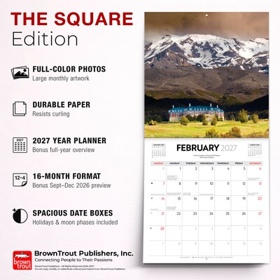 2027 BrownTrout Majestic New Zealand 12" x 12" Monthly Wall Calendar (9347301107283)