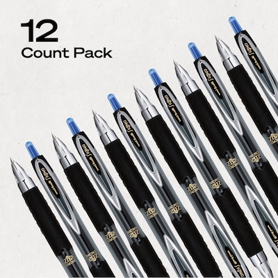 uniball 207 Retractable Gel Pens, Micro Point, 0.5mm, Blue Ink, Dozen (61256)