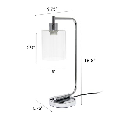 Creekwood Home Vintage Vantage 18.8" Minimalist Industrial Curved Arm Desk Lamp, Chrome (CWD-1017-CH)
