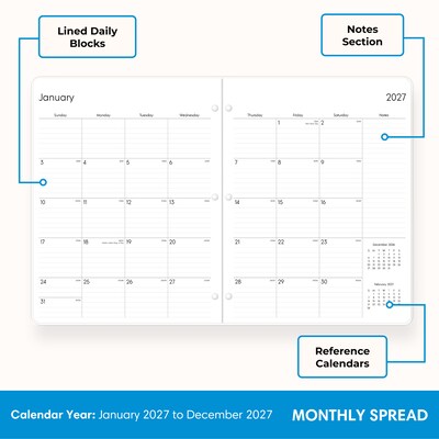 2027 Blue Sky 8.5 x 11 Monthly Planner, Black (160969)