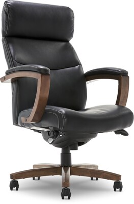 La-Z-Boy Greyson Ergonomic Bonded Leather Swivel Executive Chair, Black (CHR10086B)