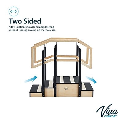 Viva Comfort Physical Therapy Non-slip Staircase with Safety Handles, 500 lbs. Capacity, Natural Wood (ADI906-01-MK)