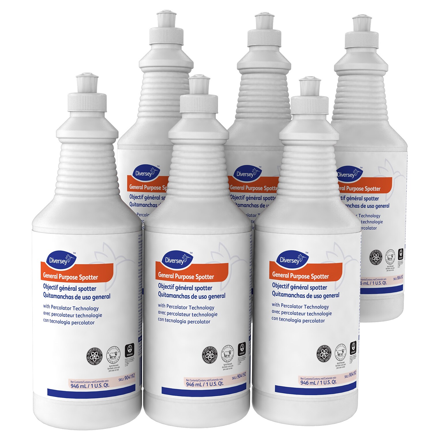 Diversey Carpet Spot & Stain Remover Liquid, Floral Fresh, 32 oz., 6/Carton (904192)