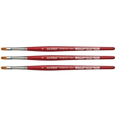 da Vinci COSMOTOP-SPIN Watercolor Synthetic Silkpainting Flat Brush, Size 4, 3 /Pack (DVXVA58804-3)