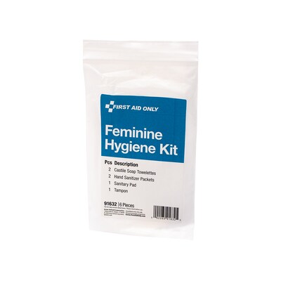 First Aid Only Feminine Hygiene Kit, 6 Pieces, 12/Box (91632)