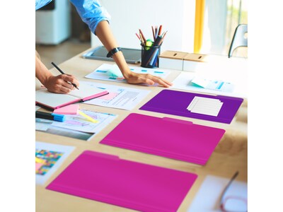 Better Office Heavy-Duty File Folders, 1/3-Cut Tab, Letter Size, Polypropylene, Neon Assorted Colors, 12/Pack (89021-12PK)