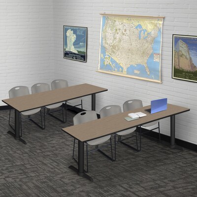Regency Cain Steel T-Base Training Seminar Table, 84 x 24, Noble Oak/Black Base (MTRCT8424NO)