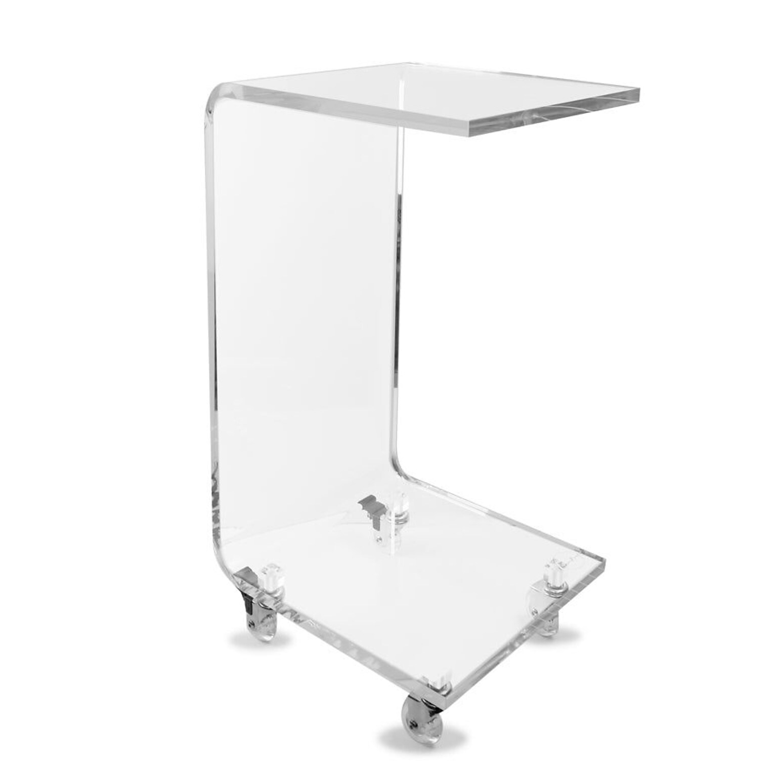 Designstyles Luxurious Acrylic C-Shaped Table on Wheels, Clear (DST-ACTSM)