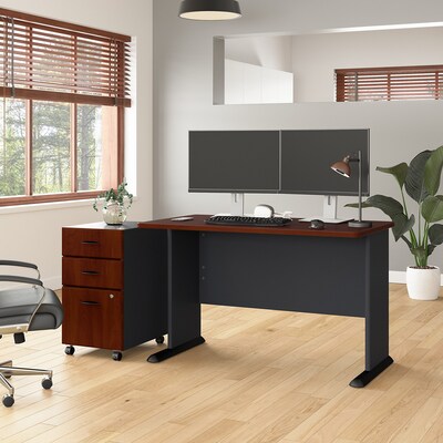 Bush Business Furniture Cubix 48"W Desk, Hansen Cherry/Galaxy (WC90448A)