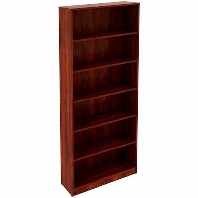 Lorell 84 6-Shelf Bookcase with Adjustable-Shelves, Cherry Laminate (LLR99751)