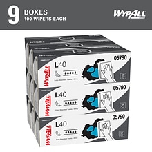 WypAll L40 Cellulose Wipers, White, 100 Wipes/box, 9 Boxes/Carton (05790)