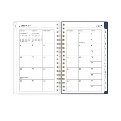 2027 Blue Sky Bespoke Letterpress Cranes In Flight 6.125" x 3.625" Calendar Year Weekly & Monthly Standard Planner