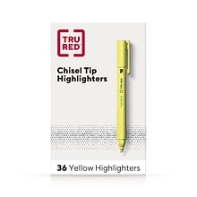 TRU RED™ Pocket Highlighter with Grip, Chisel Tip, Yellow, 36/Pack (TR54582)