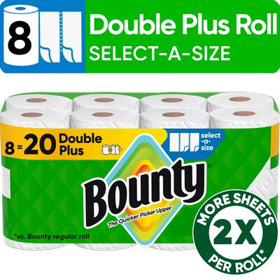 Bounty Select-A-Size Double Plus Paper Towels, 2-ply, 103 Sheets/Roll, 8 Rolls/Pack (92740)