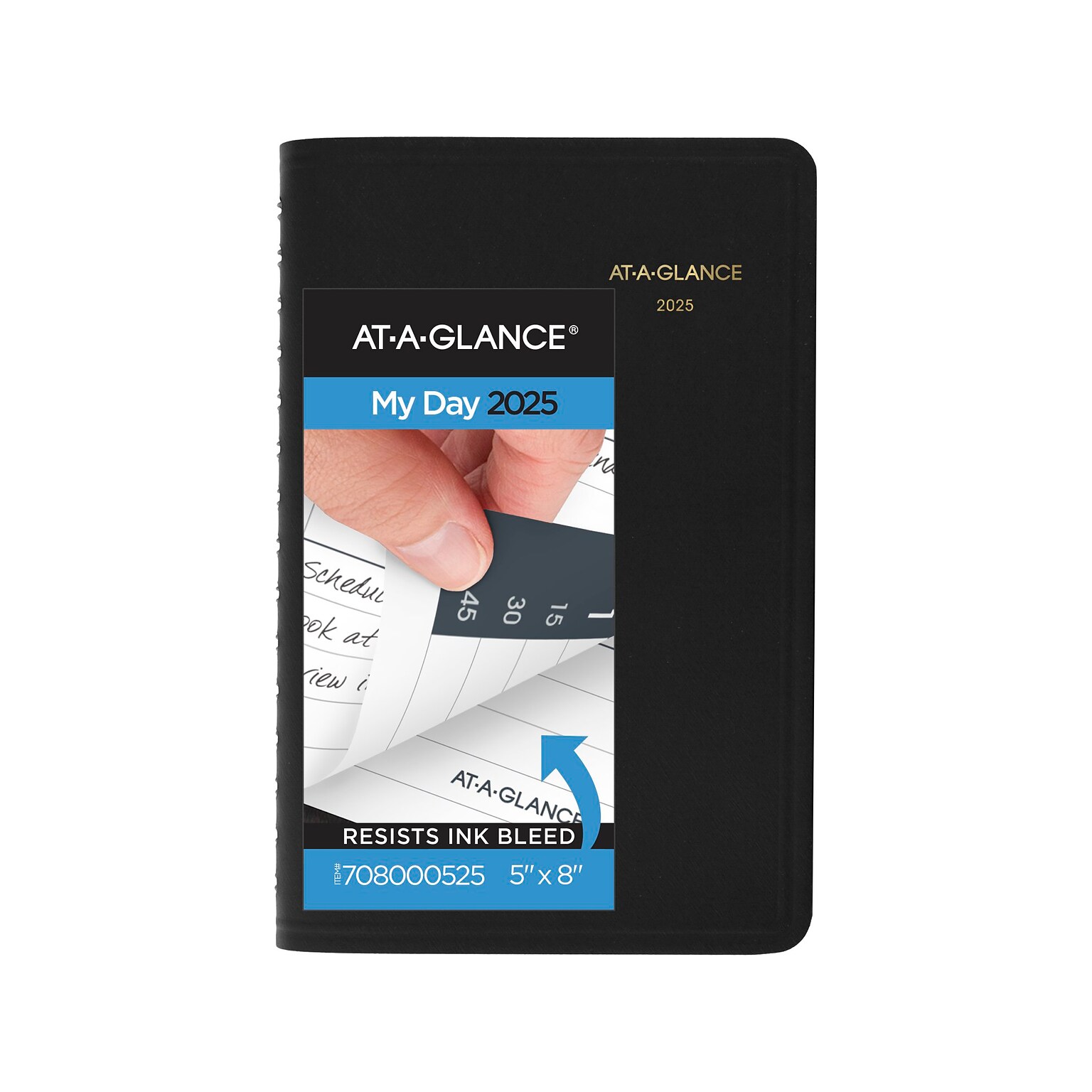 2025 AT-A-GLANCE 5 x 8 Daily Appointment Book Planner, Faux Leather Cover, Black (70-800-05-25)