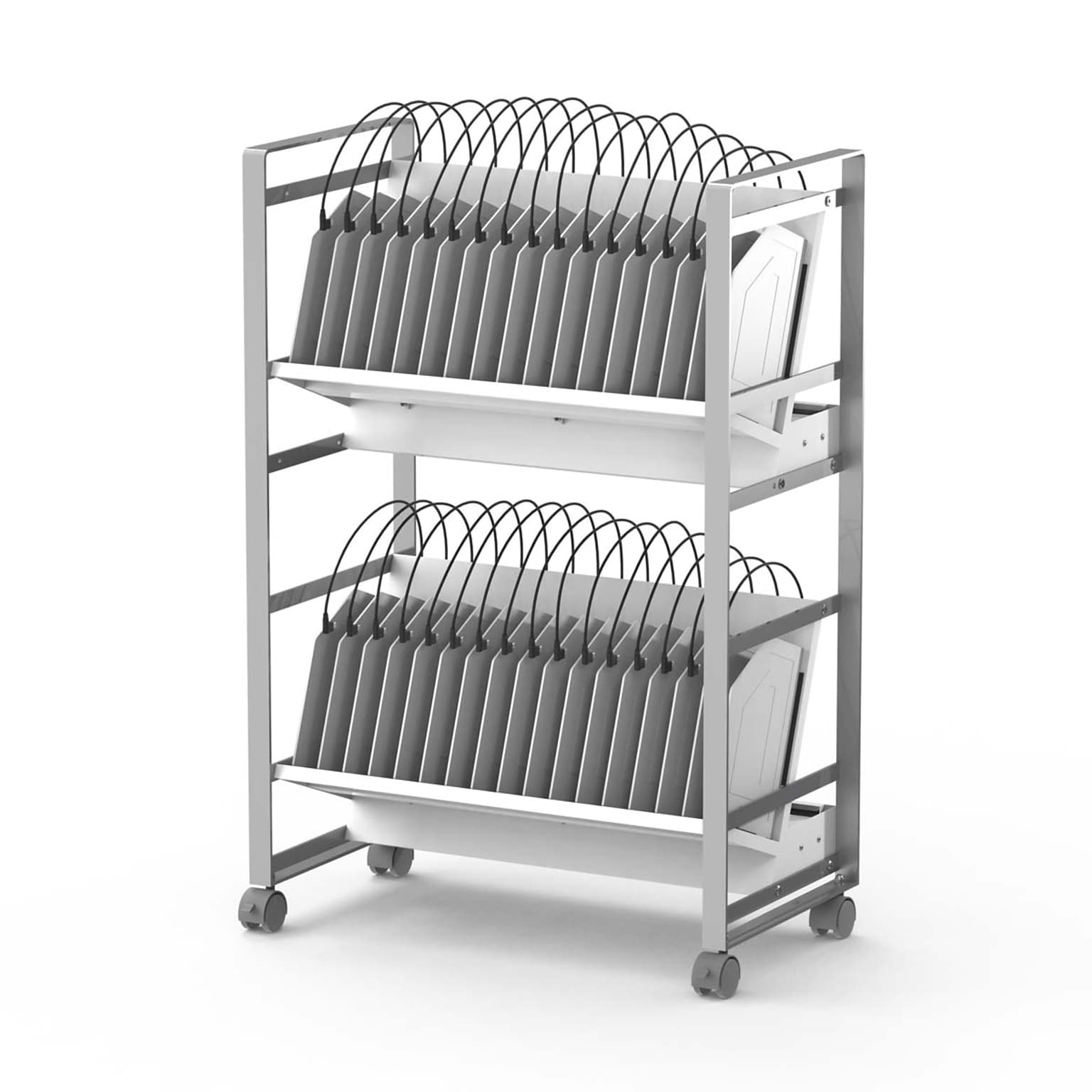 Luxor 32-Unit USB-C Open Charging Cart, White Powder-Coated Steel (CHMC006)