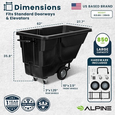 Alpine Industries Tilt Truck, 1/2 Cubic Yard, Black (500-12850-NR-BLK)