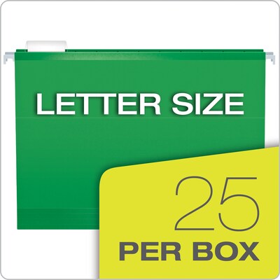 Pendaflex Reinforced Hanging File Folders, 1/5 Tab, Letter Size, Bright Green, 25/Box (PFX 4152 1/5 BGR)