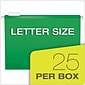 Pendaflex Reinforced Hanging File Folders, 1/5 Tab, Letter Size, Bright Green, 25/Box (PFX 4152 1/5 BGR)