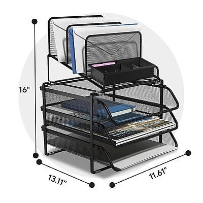 TRU RED™ All-In-One 10-Compartment Wire Mesh Compartment Storage, Matte Black (TR57530)