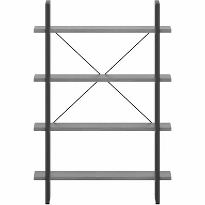 Lorell SOHO 57.5" 4-Shelf Rustic Metal Frame Bookcase, Weathered Charcoal Steel (LLR97620)