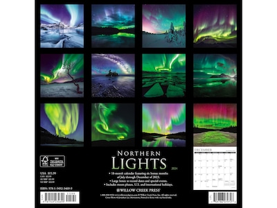 2024 Willow Creek Northern Lights 12 x 12 Monthly Wall Calendar (34699)