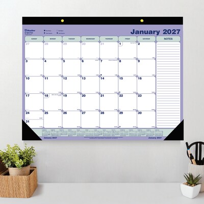 2027 Blueline Classic 21.25" x 16" Monthly Desk Pad Calendar, Blue/White (C181731-27)