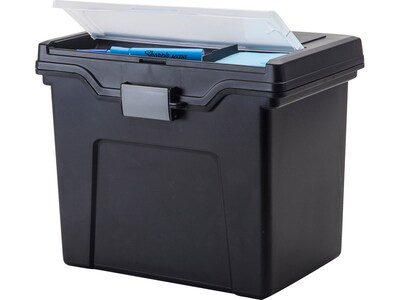 Iris Plastic File Box with Snap Lid, Letter Size, Black (110977)