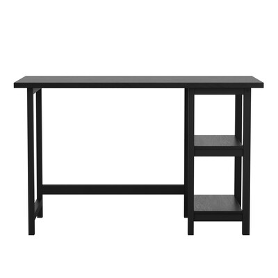Martha Stewart Beckett 48"W Solid Wood Rectangular Home Office Trestle Desk, Black Wood Grain (BLNFYHY1071BK)